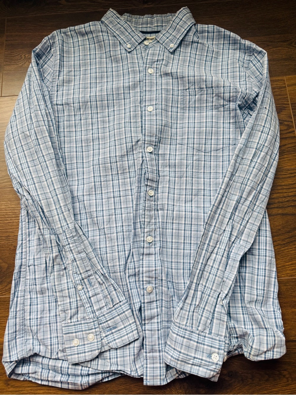 Goodthreads Blue and White Plaid Button-Down Shirt